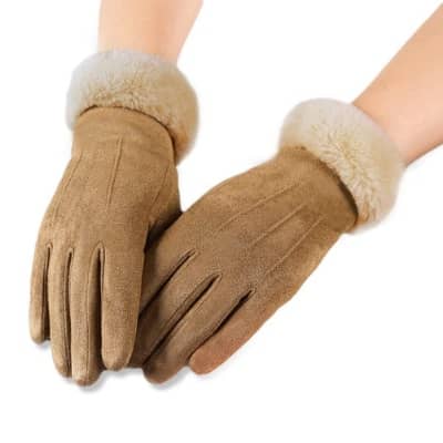 Guantes Mujer Pantalla Táctil Elegantes con Puños de Piel