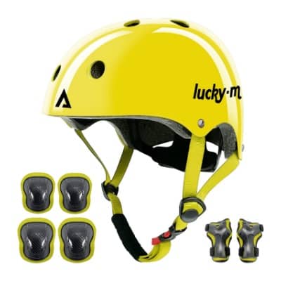 kids casco infantil amarillo con protecciones