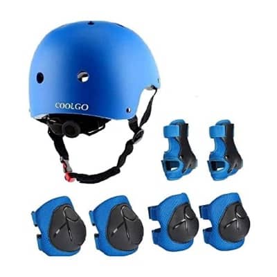 COOLGO Casco Bici Niño, 7 en 1 set protección Coderas, Rodilleras